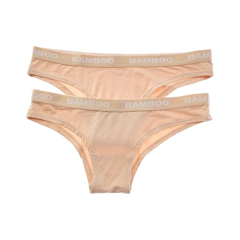 Bamboo Womens Set Of 2 Cheeky Brief, Beige